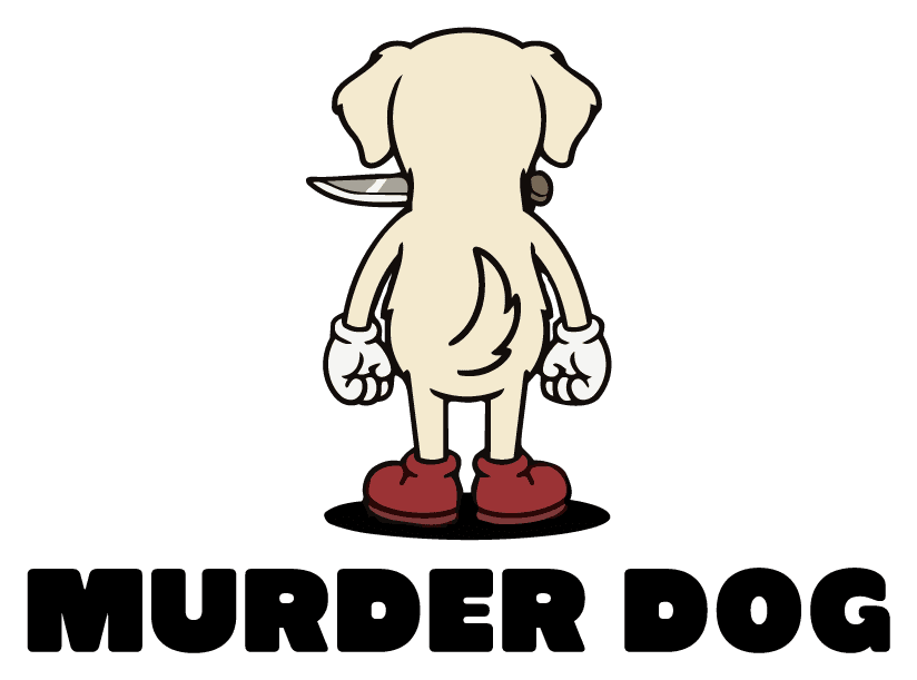 Murder Dog — mascot above wordmark