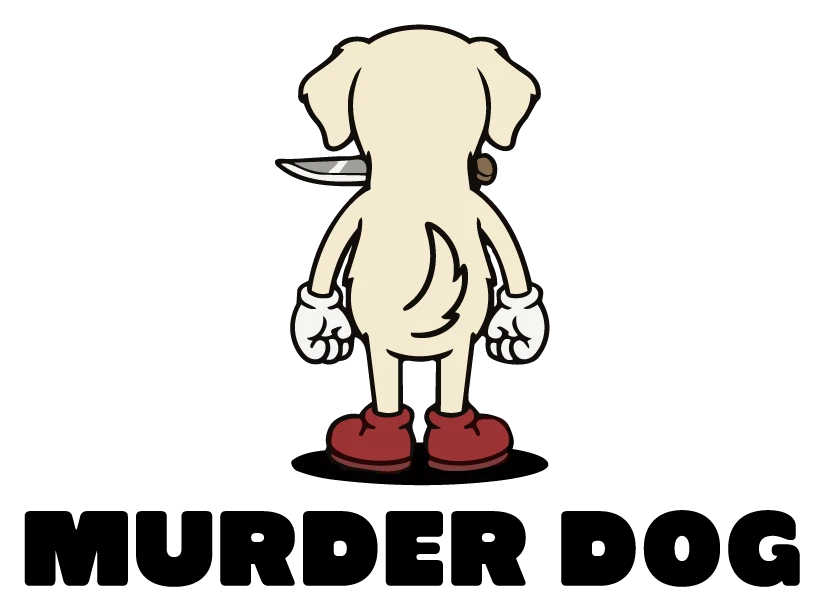 Murder Dog — mascot above wordmark